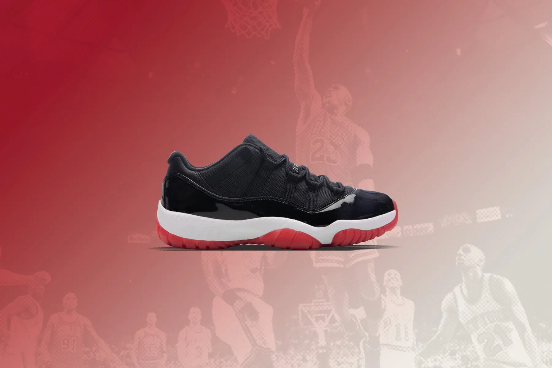 Air Jordan 11 Retro Low 'Bred' (GS) - Black/Varsity Red/White