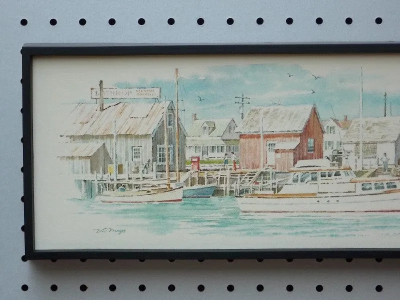 Airguide Snug Harbor Watercolor Barometer Wall Hanging from 1970s