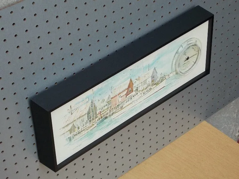 Airguide Snug Harbor Watercolor Barometer Wall Hanging from 1970s