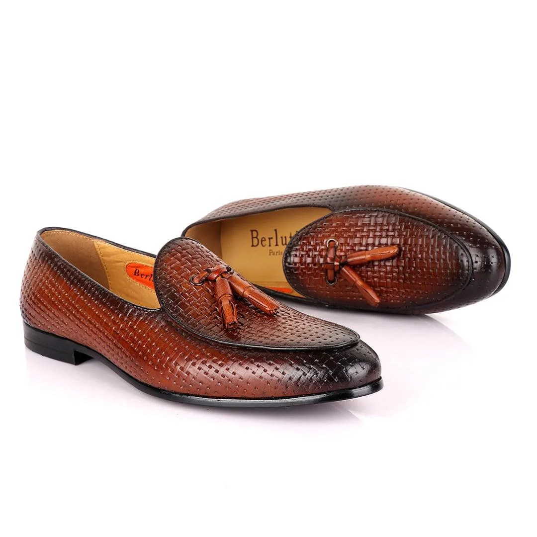 Berluti Men's Brown Woven Tassel Loafers