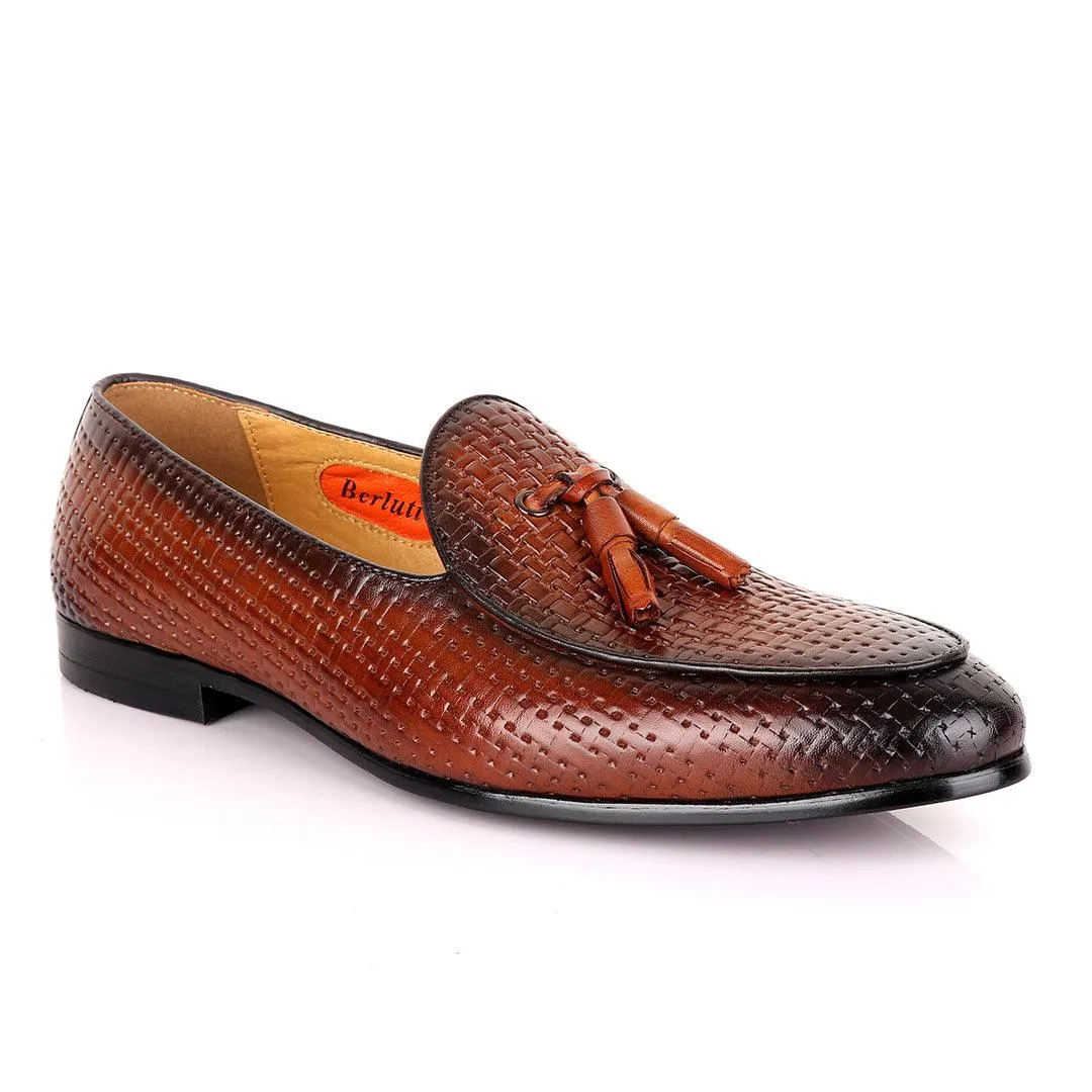 Berluti Men's Brown Woven Tassel Loafers