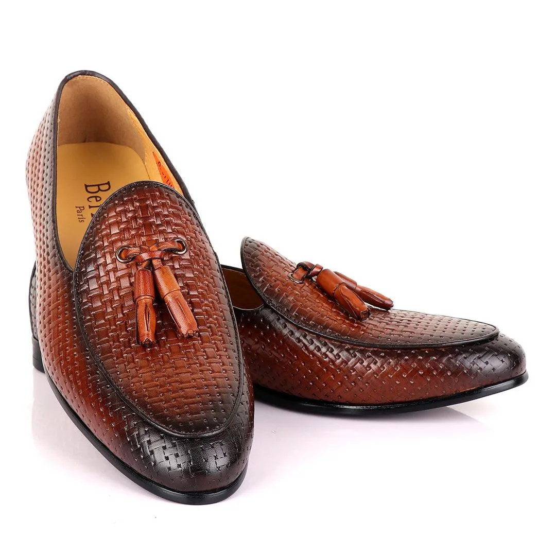 Berluti Men's Brown Woven Tassel Loafers