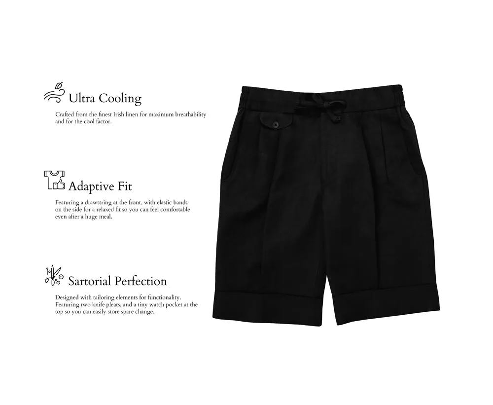 Black Linen Bermuda Shorts