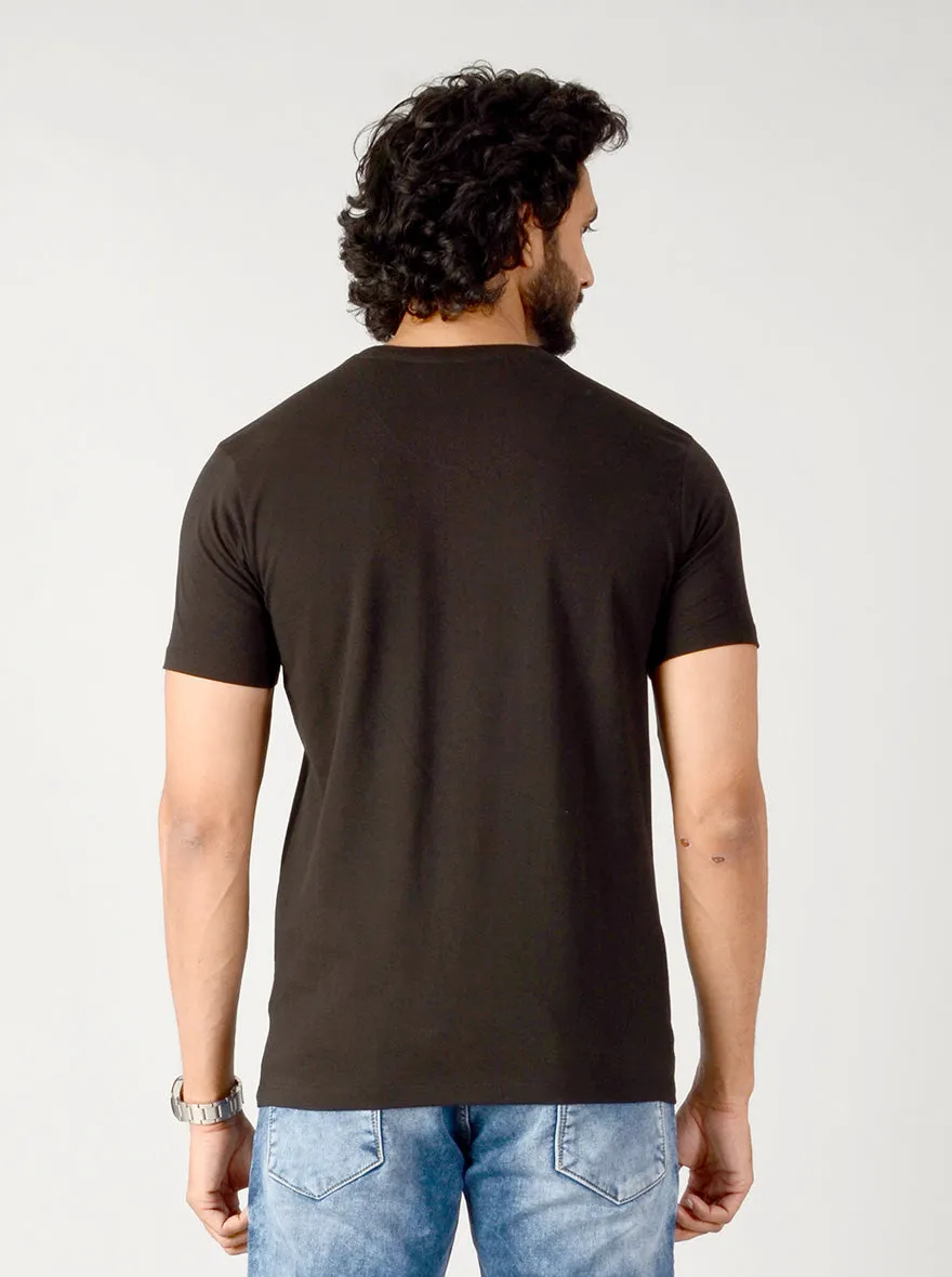 Black Printed Slim Fit T-shirt | JadeBlue