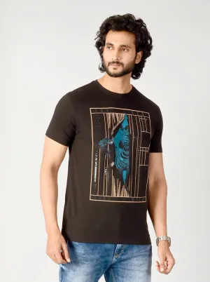 Black Printed Slim Fit T-shirt | JadeBlue