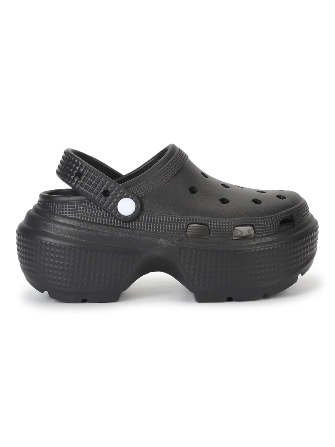 Black PU Block Slip-On Clogs (TC-RS4204-BLK)