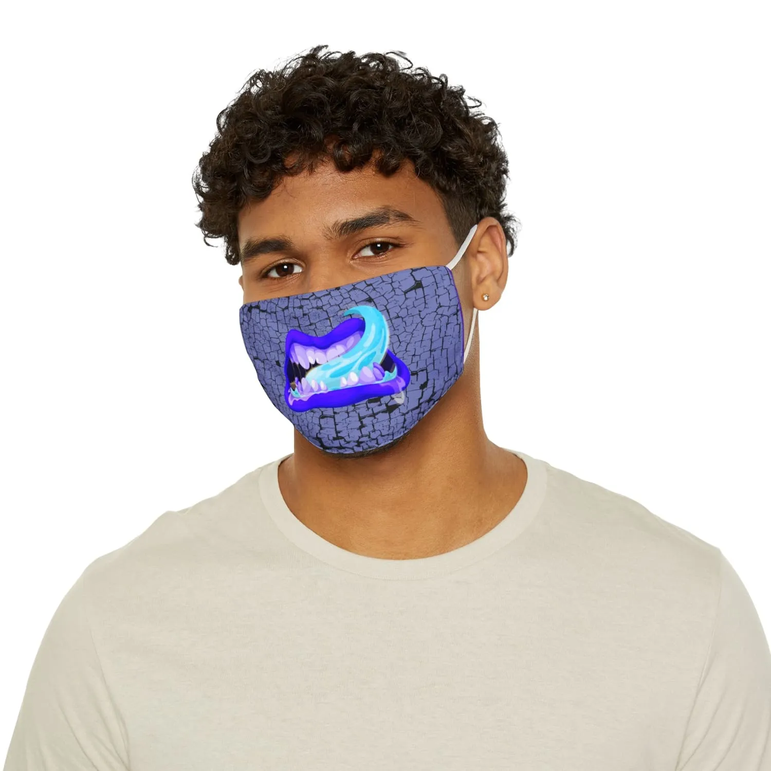 Blue Monster Mouth Snug-Fit Fabric Face Mask
