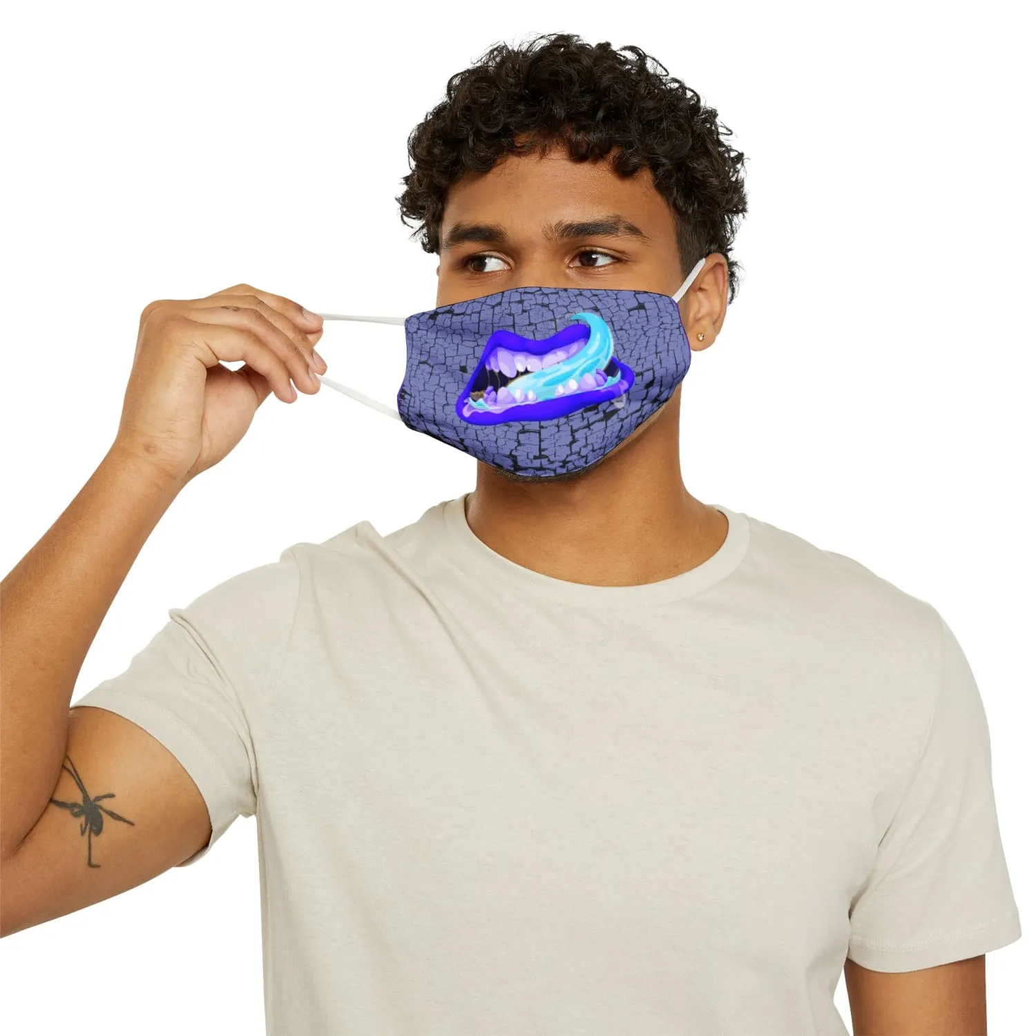 Blue Monster Mouth Snug-Fit Fabric Face Mask