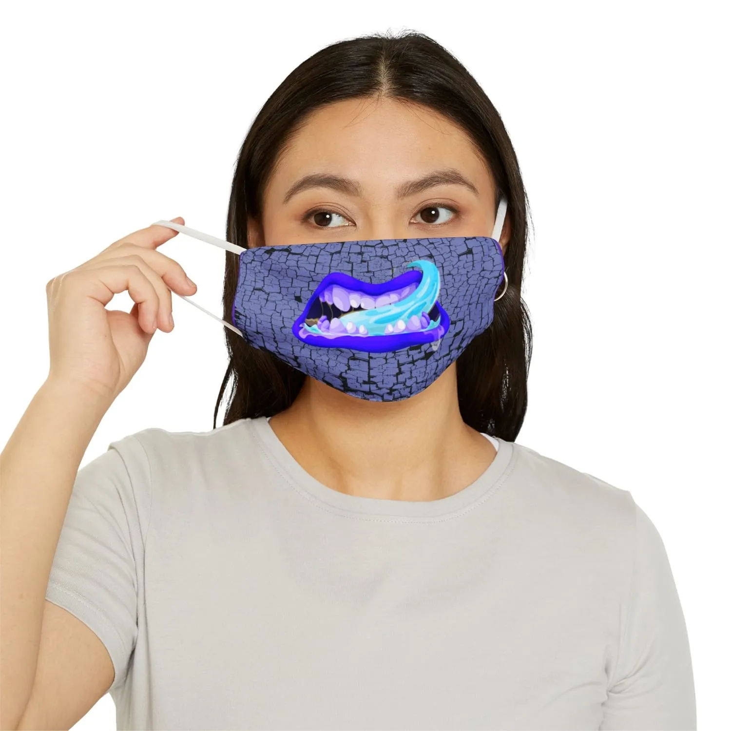 Blue Monster Mouth Snug-Fit Fabric Face Mask