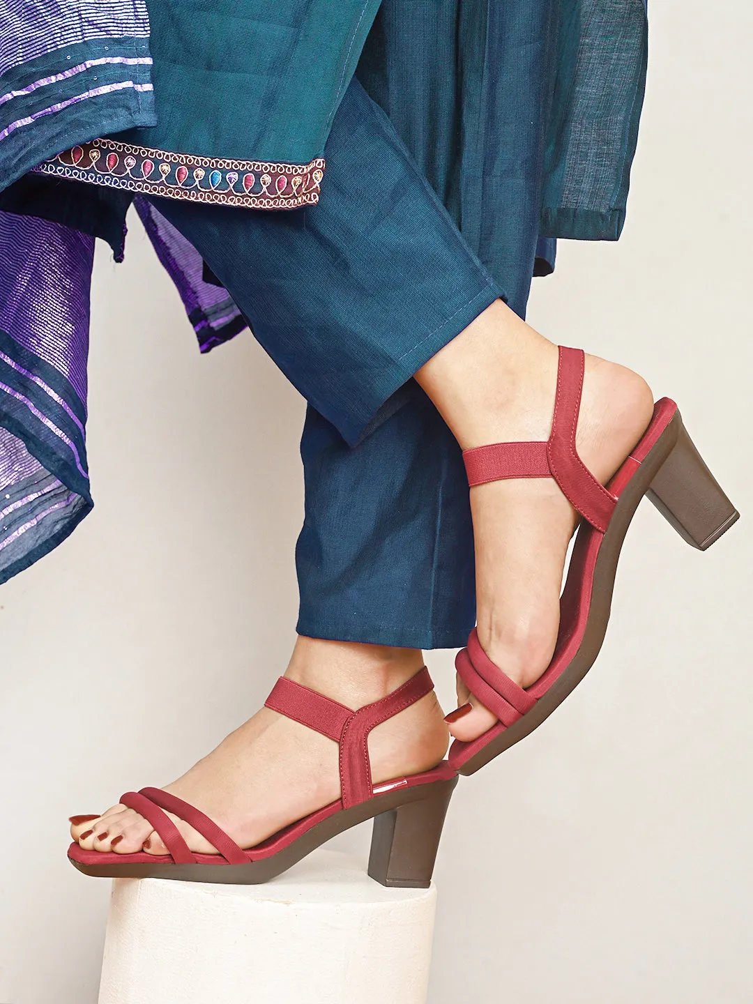 Bold & Trendy , Soft Block High Heels Sandals
