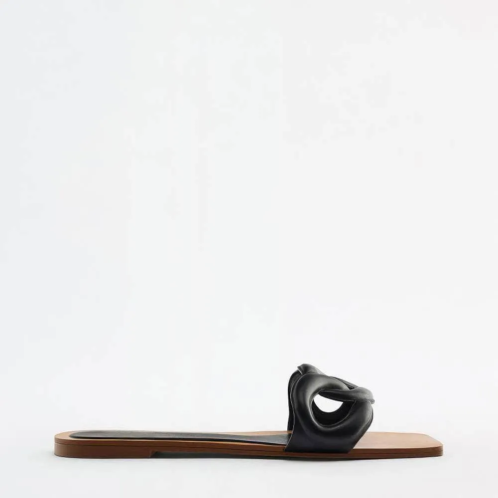 Braided Decorated Slide-On Flat Mules