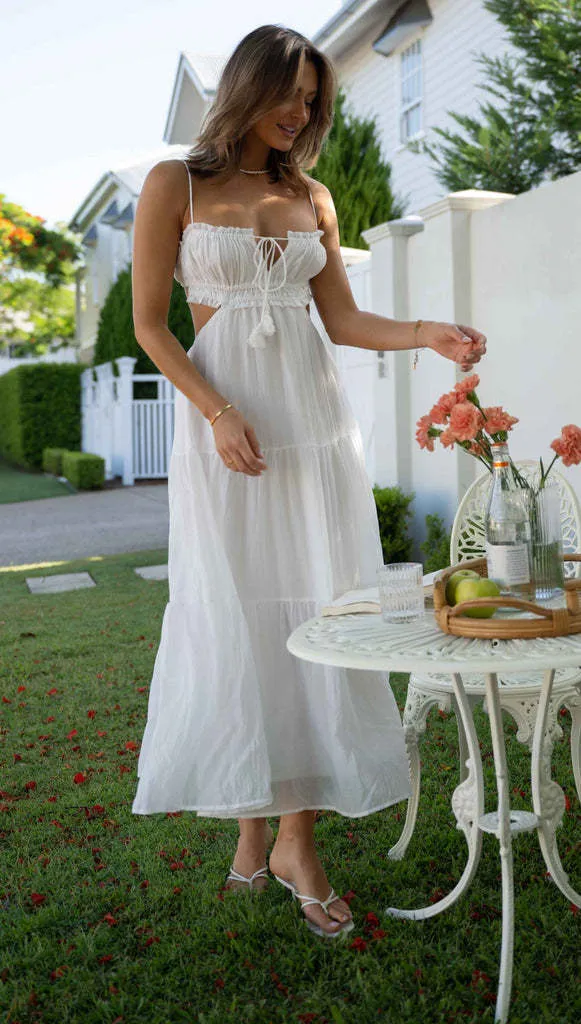 Breezy Tiered V-Neck Sleeveless Chiffon Maxi Dress