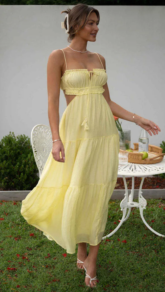 Breezy Tiered V-Neck Sleeveless Chiffon Maxi Dress