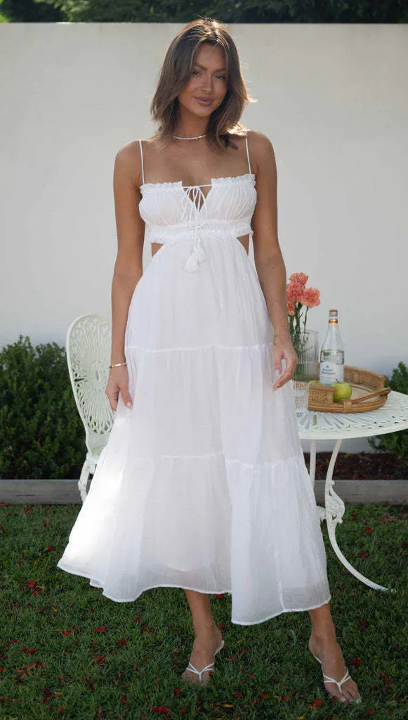 Breezy Tiered V-Neck Sleeveless Chiffon Maxi Dress