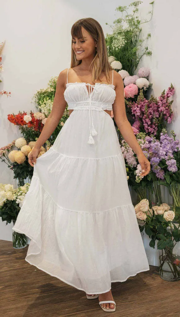 Breezy Tiered V-Neck Sleeveless Chiffon Maxi Dress