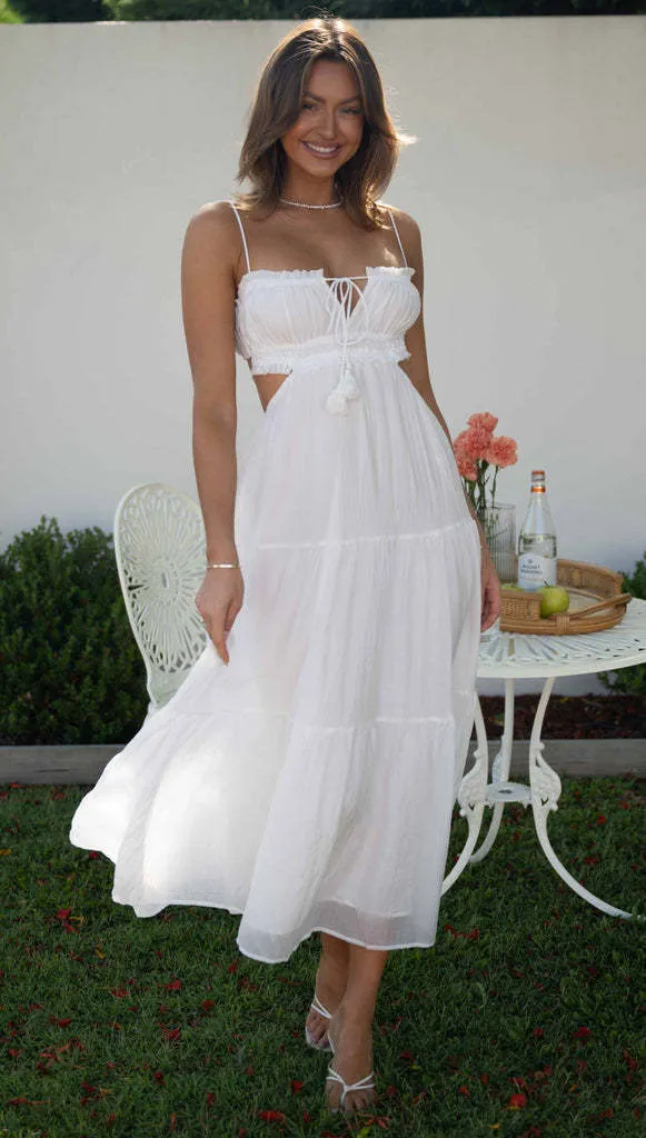 Breezy Tiered V-Neck Sleeveless Chiffon Maxi Dress
