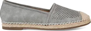 Brinley Co. Womens Pinhole Espadrille Flat Grey, 7.5 Regular US