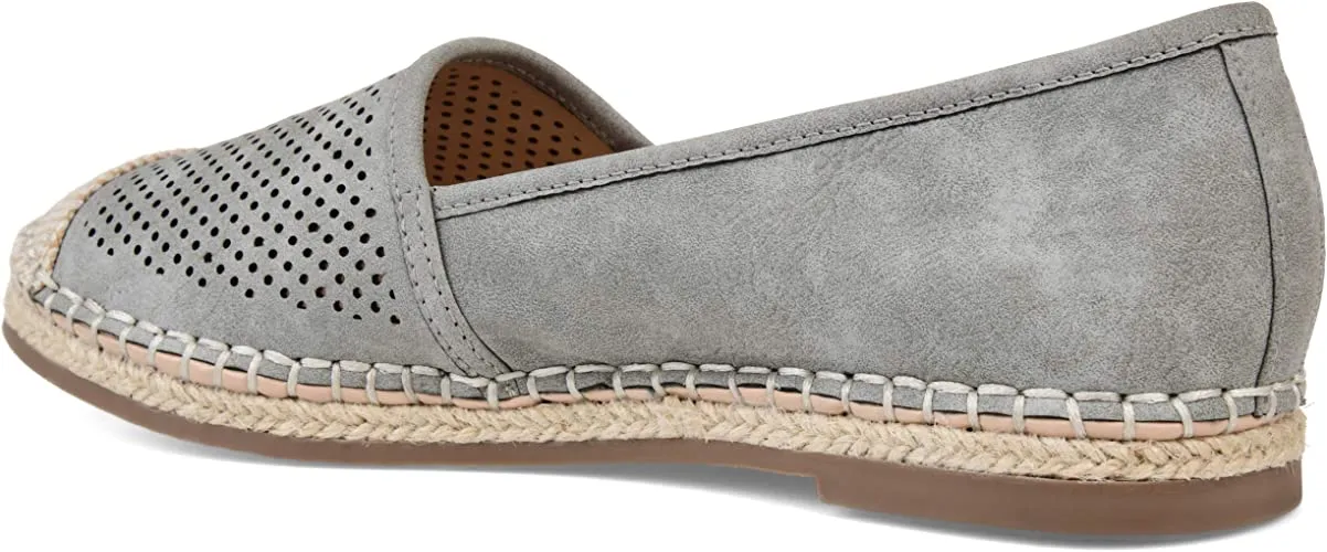Brinley Co. Womens Pinhole Espadrille Flat Grey, 7.5 Regular US
