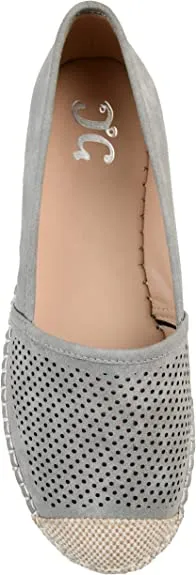 Brinley Co. Womens Pinhole Espadrille Flat Grey, 7.5 Regular US