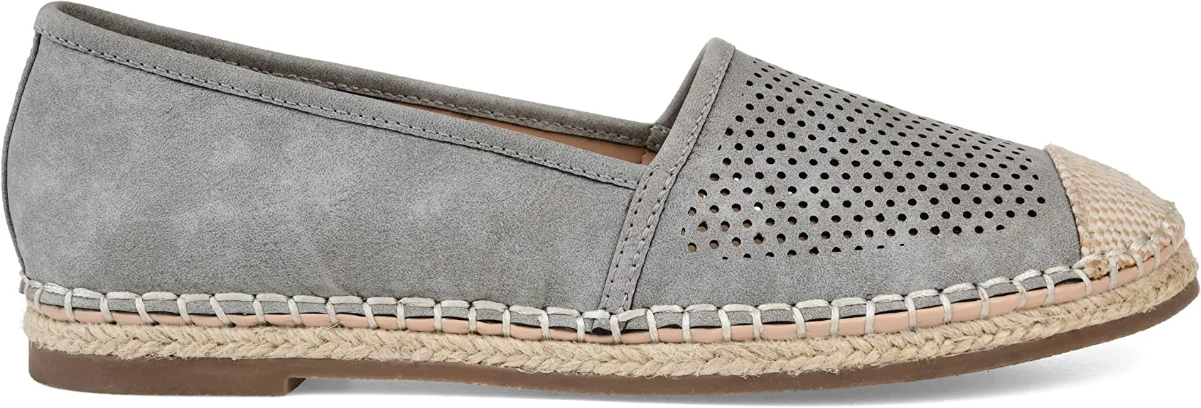 Brinley Co. Womens Pinhole Espadrille Flat Grey, 7.5 Regular US