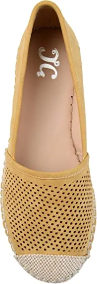 Brinley Co. Womens Pinhole Espadrille Flat Mustard, 7.5 Regular US