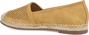 Brinley Co. Womens Pinhole Espadrille Flat Mustard, 7.5 Regular US