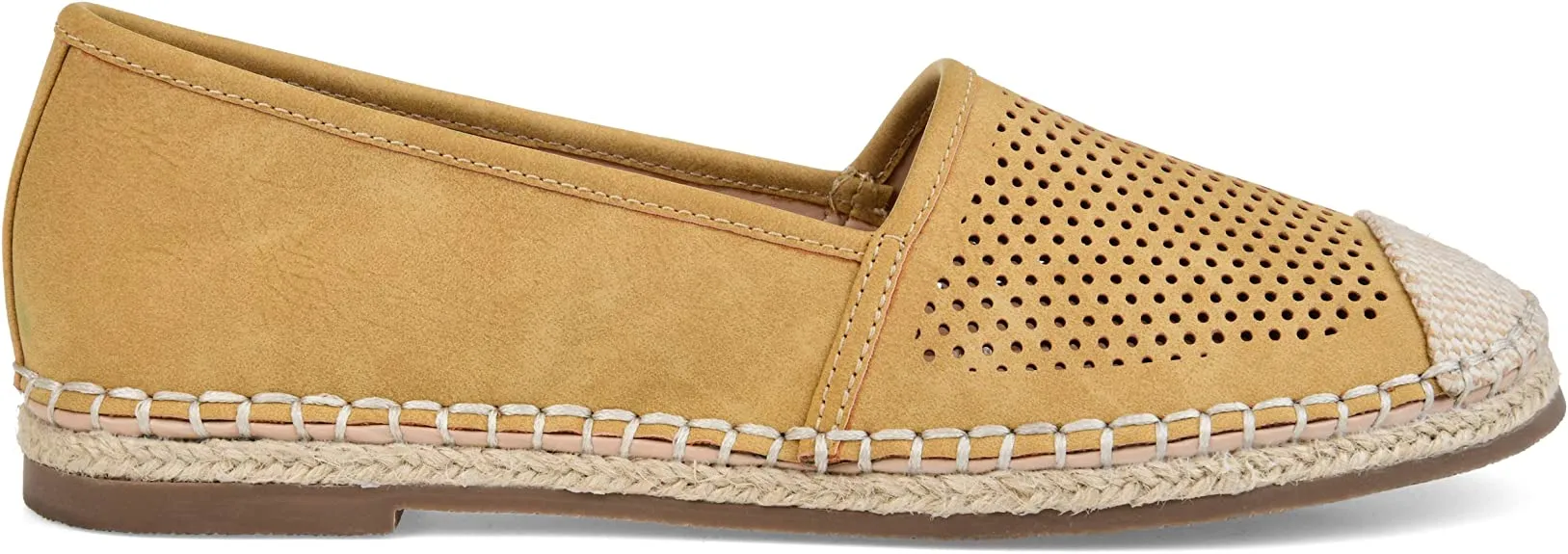 Brinley Co. Womens Pinhole Espadrille Flat Mustard, 7.5 Regular US