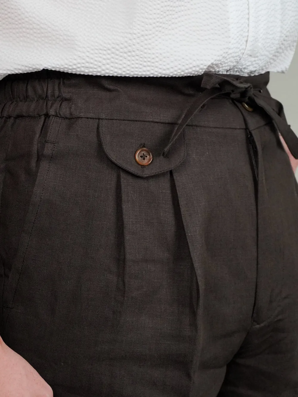Brown Linen Bermuda Shorts