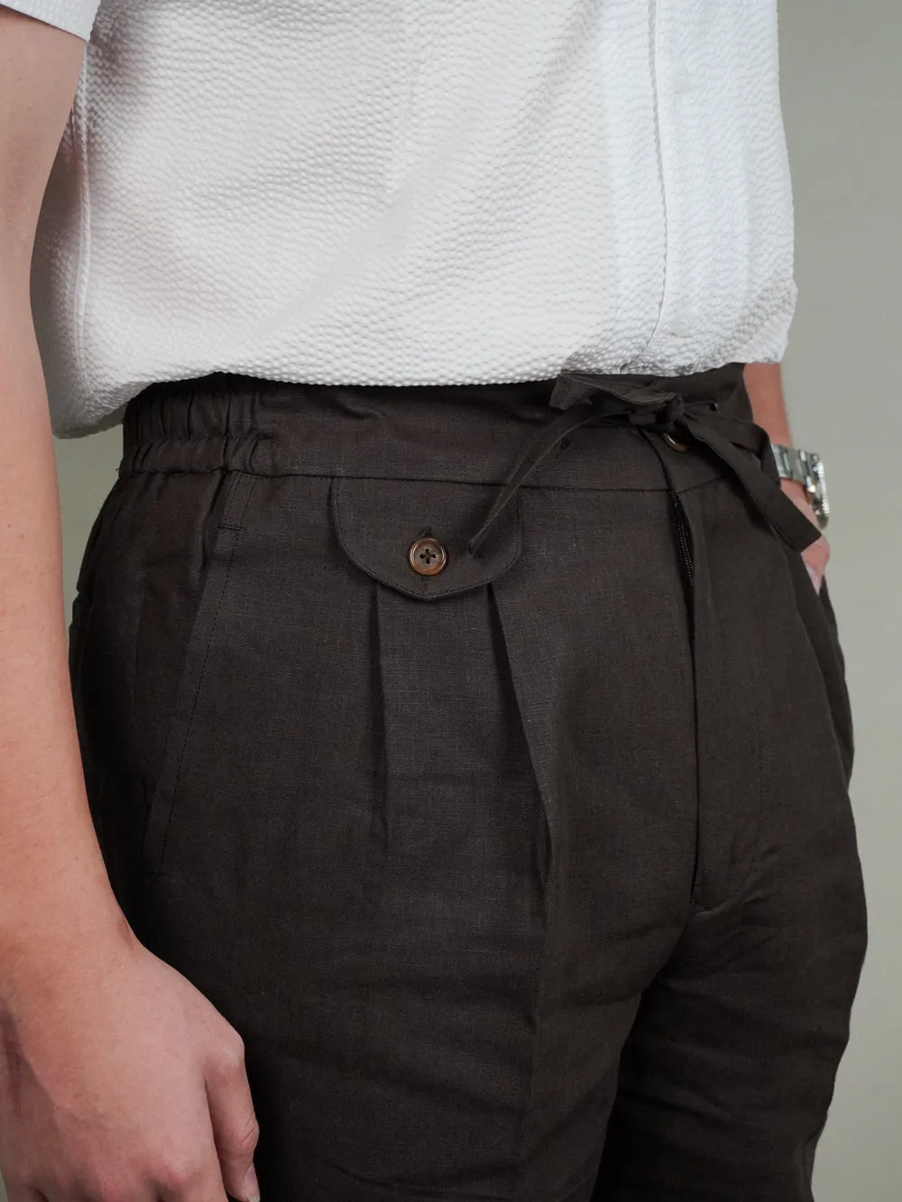 Brown Linen Bermuda Shorts
