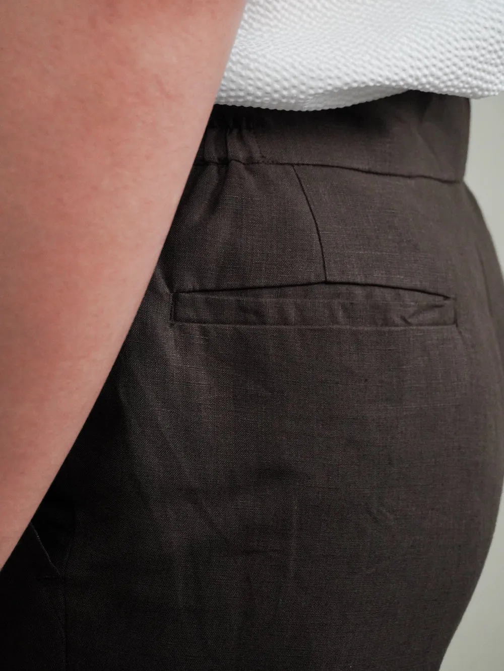 Brown Linen Bermuda Shorts