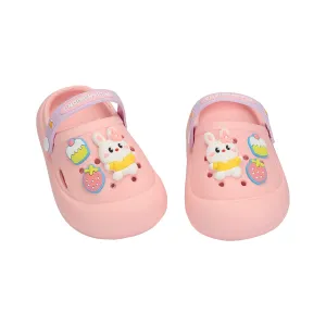 BUNNY & STRAWBERRY APPLIQUE CLOGS - LIGHT PINK