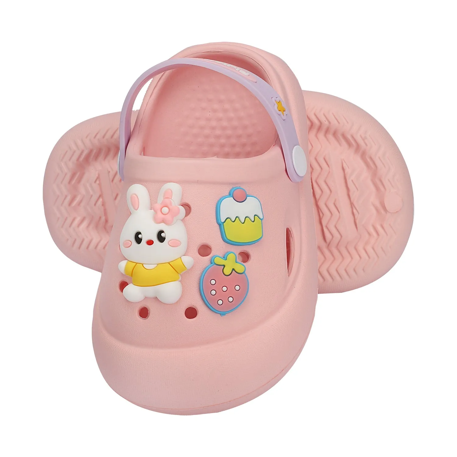 BUNNY & STRAWBERRY APPLIQUE CLOGS - LIGHT PINK