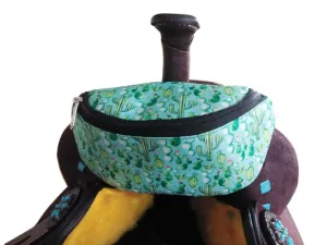 Cactus Design Print Insulated Nylon Saddle Pouch