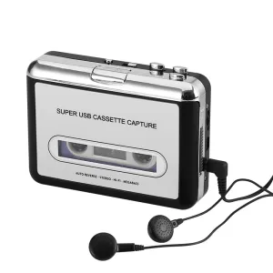 Cassette Tape-to-MP3 Converter - Plug and Play, Win   Mac Compatible, Auto Reverse, Audacity Audio Software