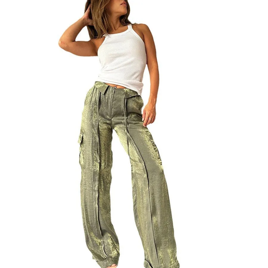 Chic Loose-Fit Casual Pants with Sleek Zipper Detailing