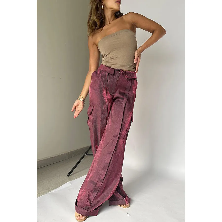 Chic Loose-Fit Casual Pants with Sleek Zipper Detailing