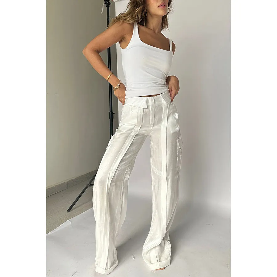 Chic Loose-Fit Casual Pants with Sleek Zipper Detailing