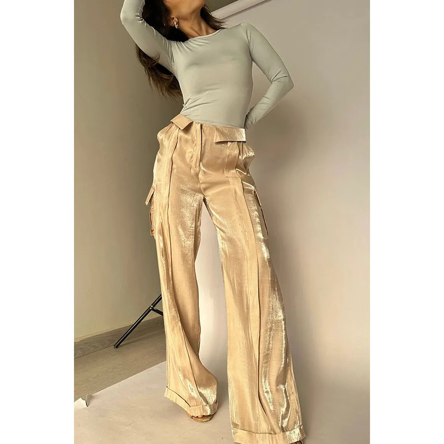 Chic Loose-Fit Casual Pants with Sleek Zipper Detailing