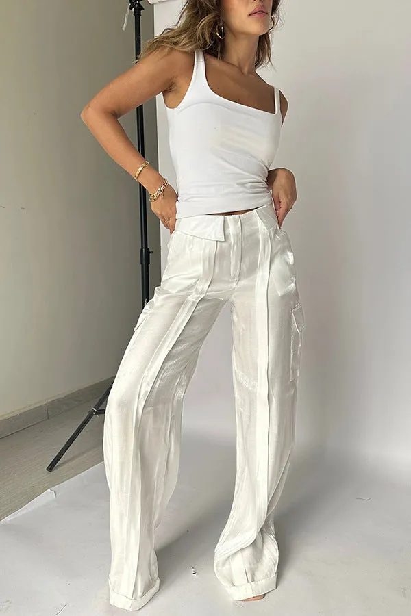 Chic Loose-Fit Casual Pants with Sleek Zipper Detailing