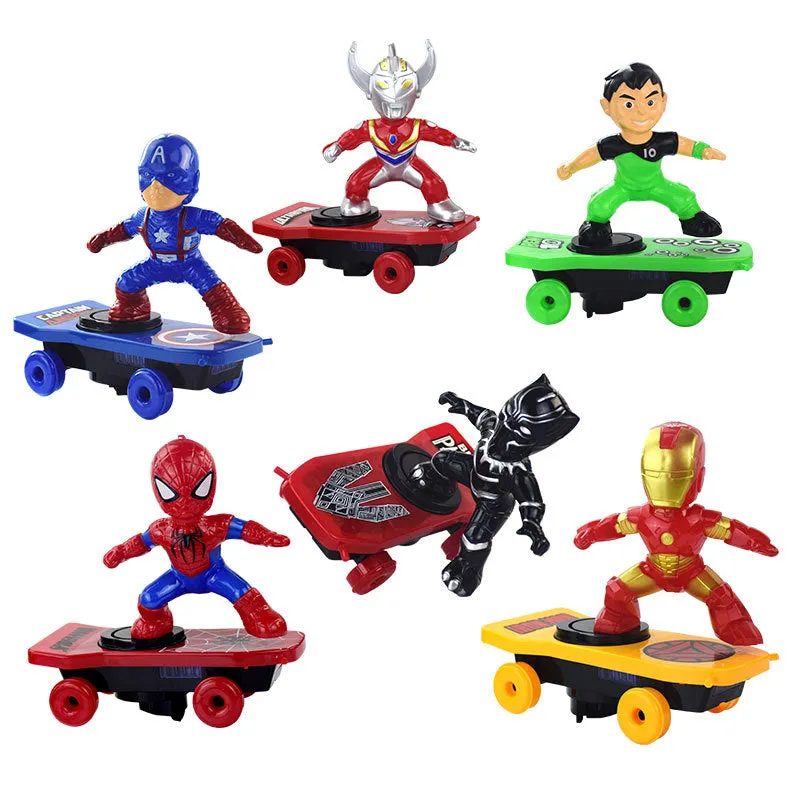 Children Cartoon Movie Figure Simulation Scooter Electric Rotating Tumble Toys Iron man scooter