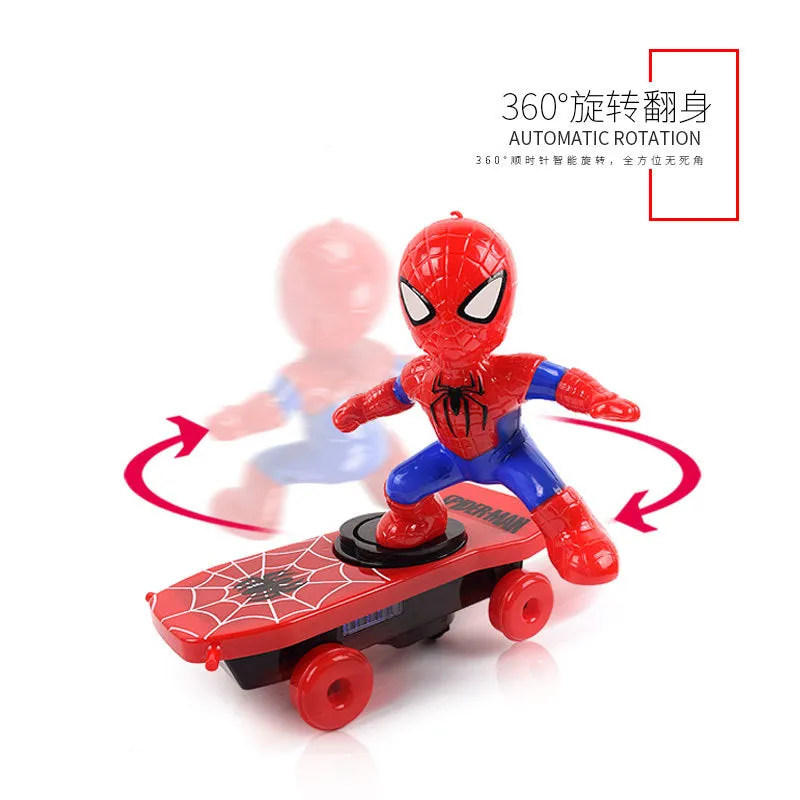 Children Cartoon Movie Figure Simulation Scooter Electric Rotating Tumble Toys Iron man scooter