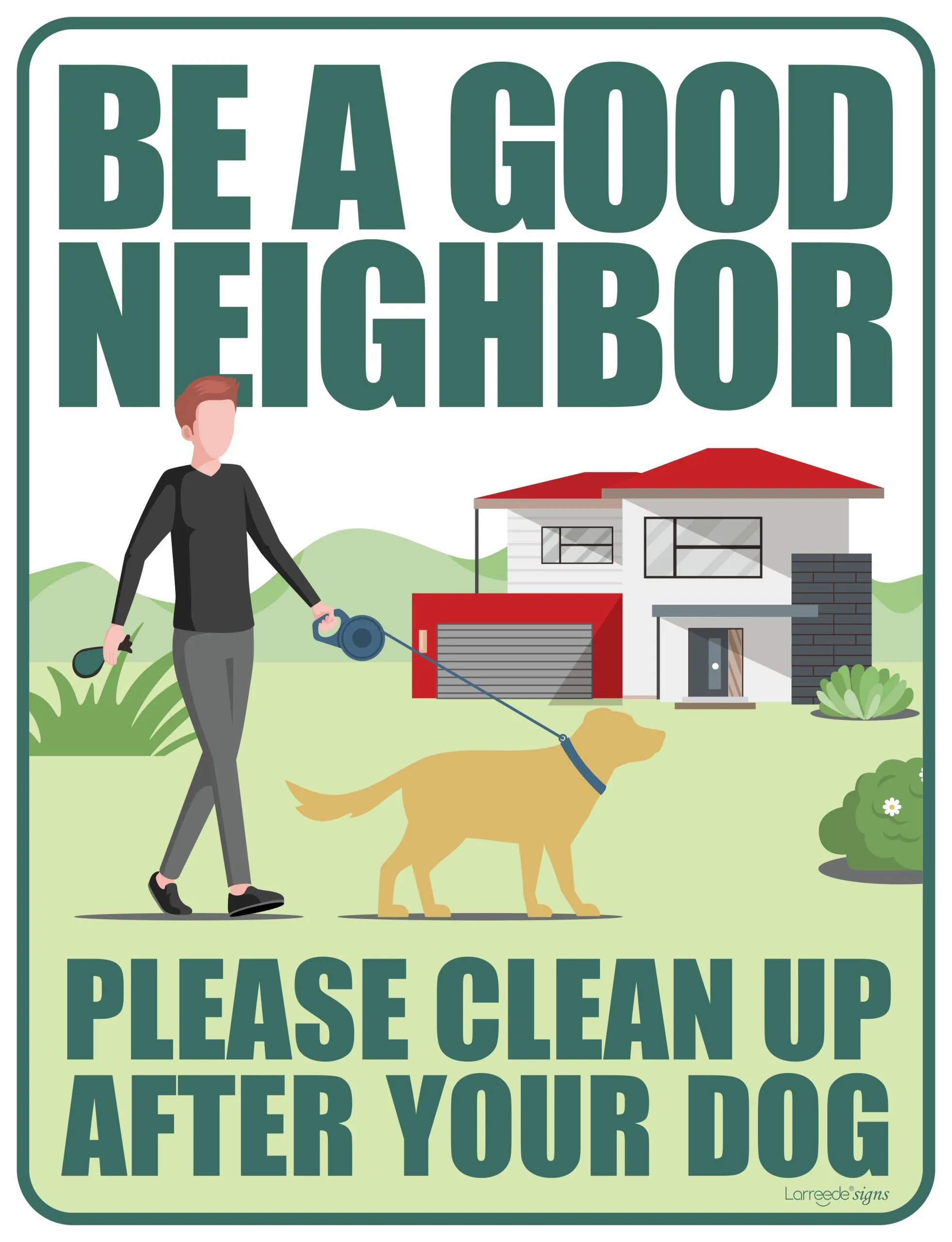 Clean Up After Your Dog Signs 2 Pack 12"x9" with Metal Stake, No Pooping Dog Signs for Yard, Pick Up After Your Dog Signs