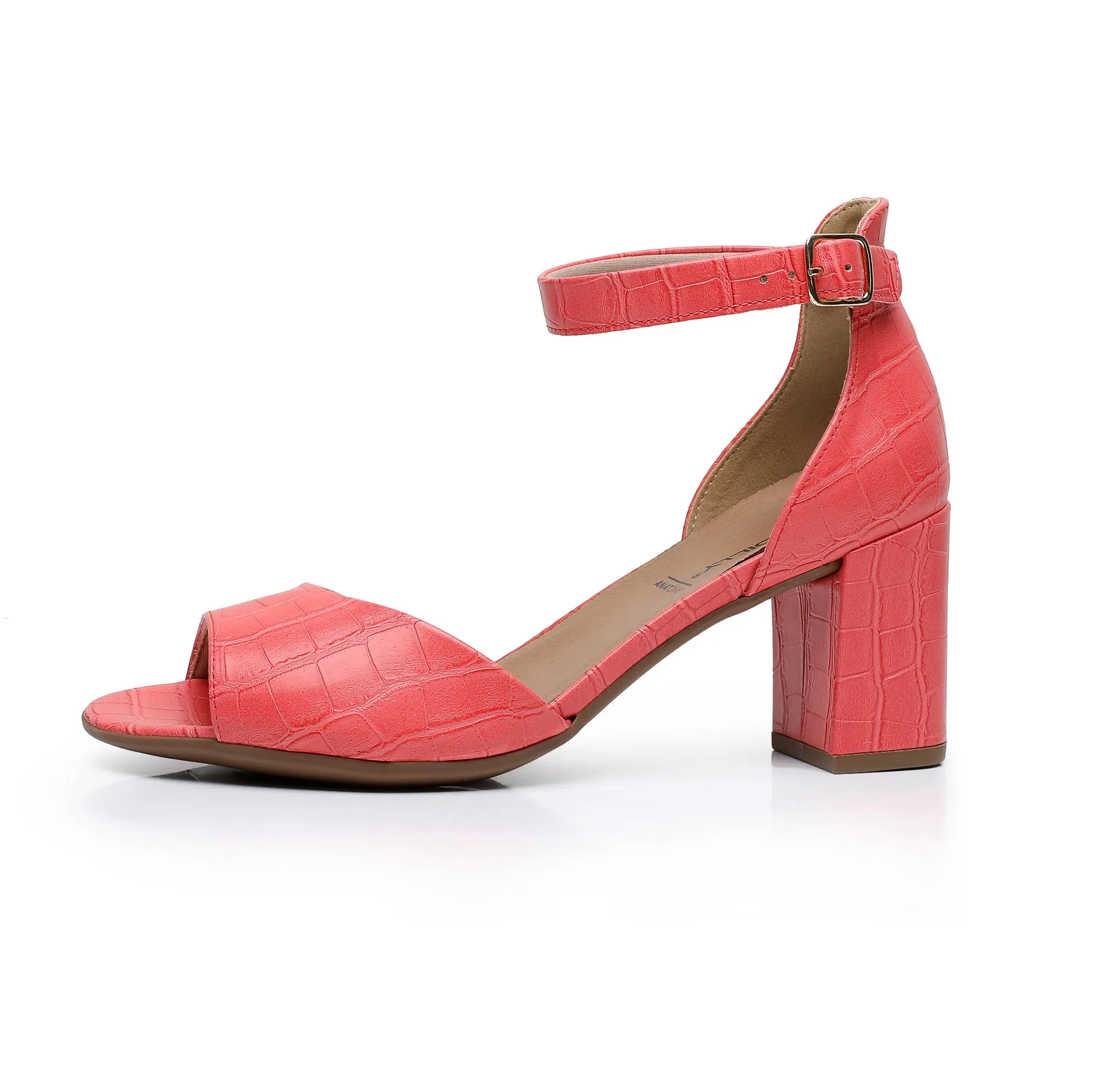 Coral Nappa Croco Heels for Women (685.007)