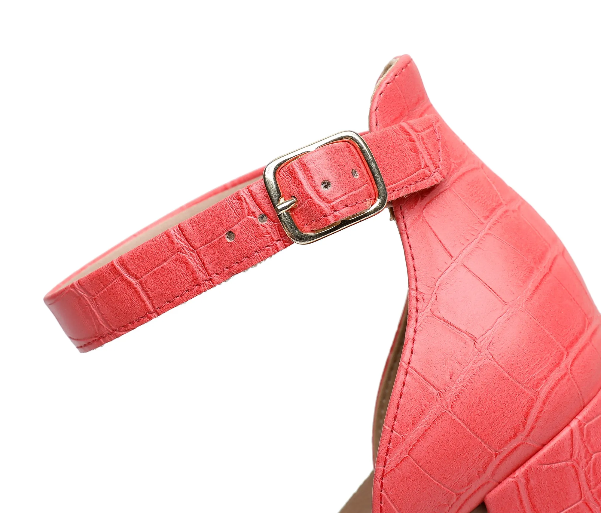 Coral Nappa Croco Heels for Women (685.007)