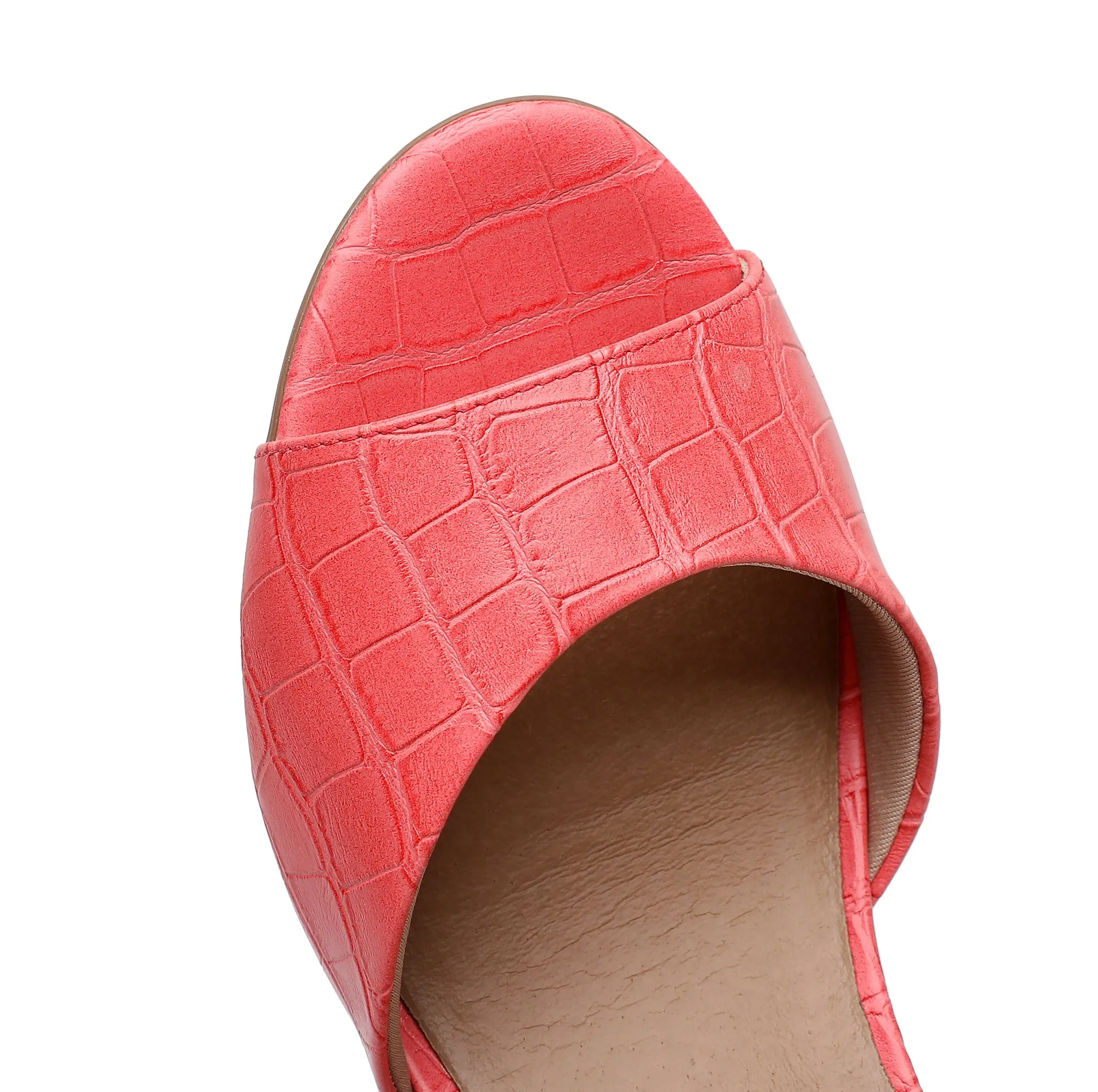 Coral Nappa Croco Heels for Women (685.007)