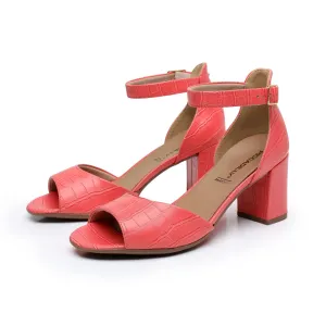Coral Nappa Croco Heels for Women (685.007)