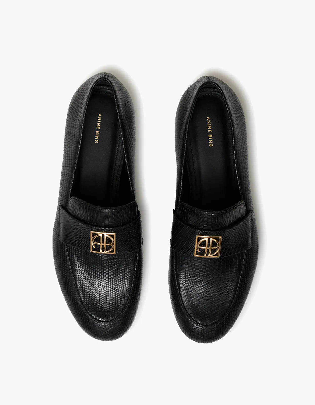 Corrine Loafers Monogram - Black Mini Embossed