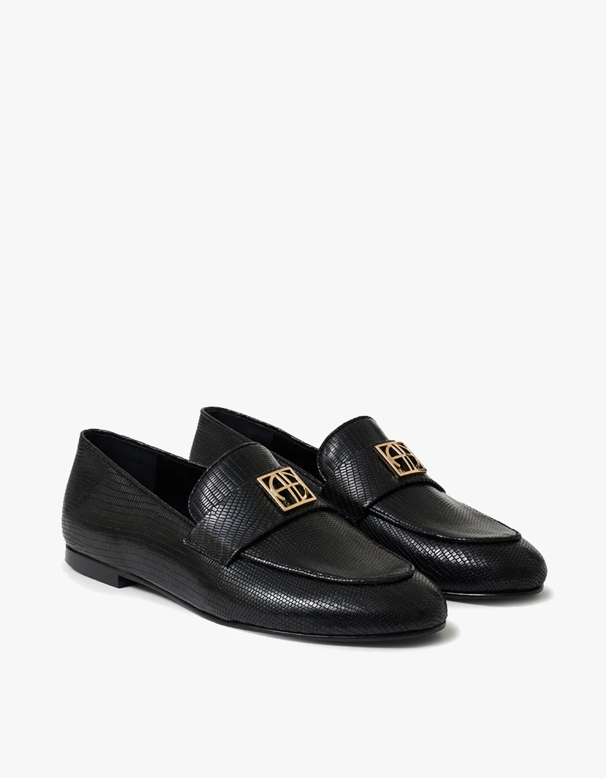 Corrine Loafers Monogram - Black Mini Embossed