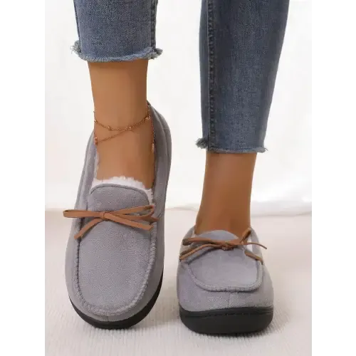 Cozy Gray Moccasin Slippers