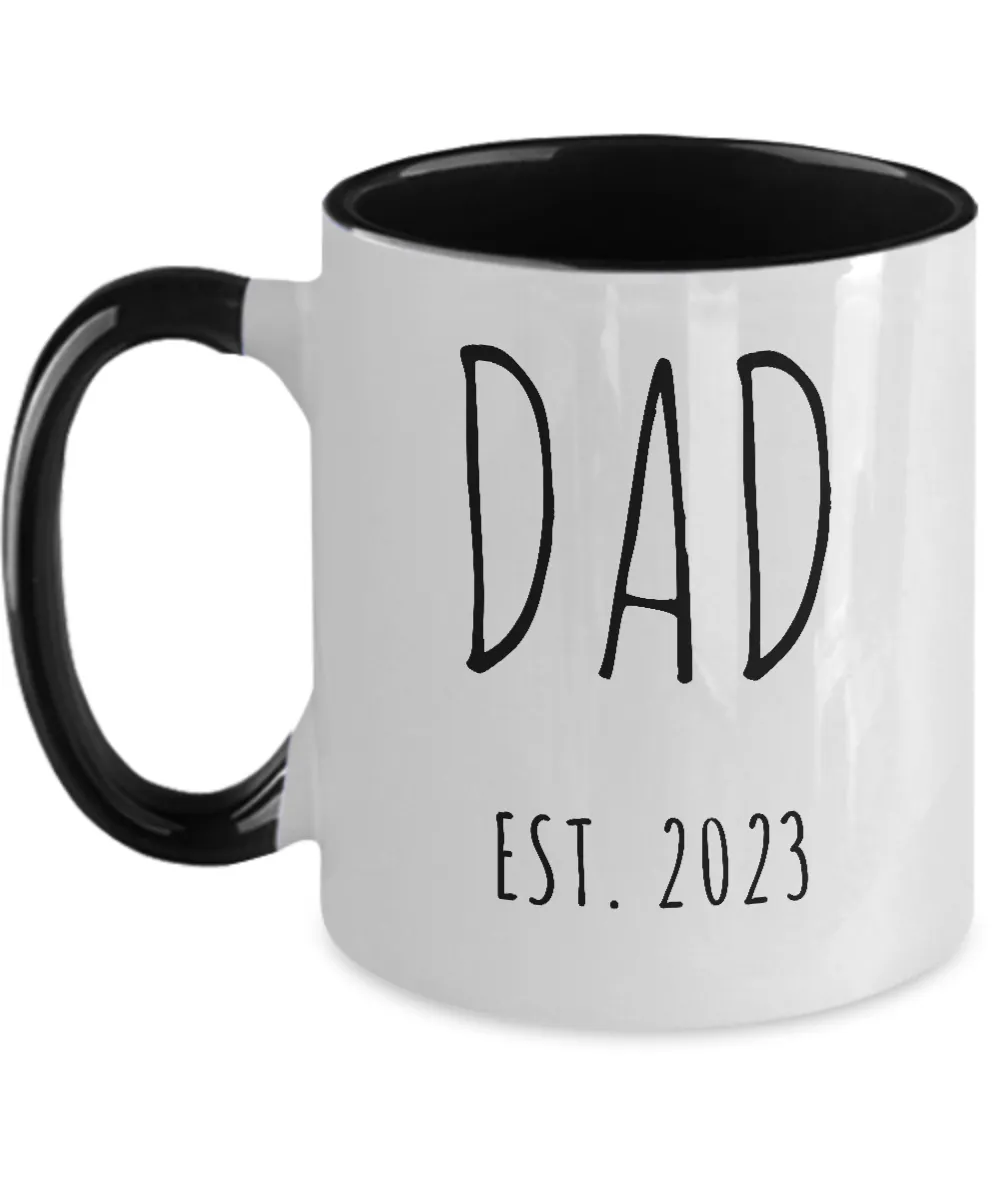 DAD EST 2023 Two-Tone Mug Coffee Cup Funny Gift